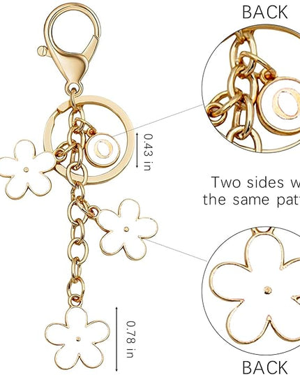 Cute Initial Letter Keyring for Women Girls Nice Flower Keychains for Handbag Backpack