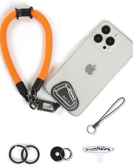 project-cb Hand Wrist Phone Strap,Phone Lanyard Patch ×2,Cell Phone Case Holder,Wristlet Strap for Key,AirPods,Camera (Orange, 12inch)