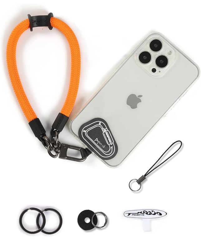 project-cb Hand Wrist Phone Strap,Phone Lanyard Patch ×2,Cell Phone Case Holder,Wristlet Strap for Key,AirPods,Camera (Orange, 12inch)