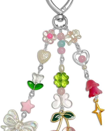 Keychain Bag Accessories Cute Cherry Strawberry Flower Keychains Accessories Decor for Keys Bags Purses Gift