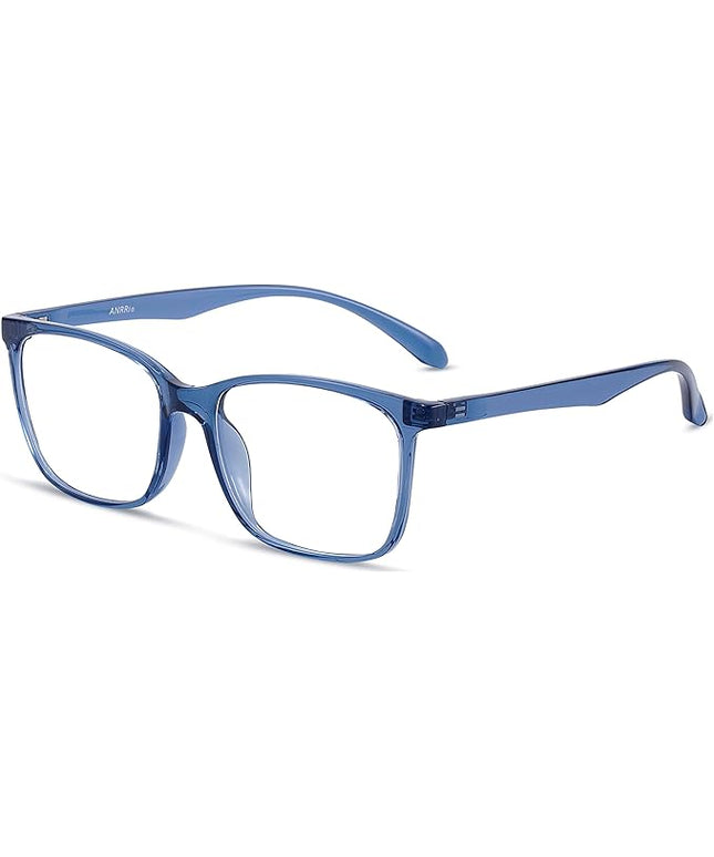 ANRRI Blue Light Blocking Glasses, Anti Eyestrain Lens Lightweight Frame Eyeglasses, Blue, Men/Women
