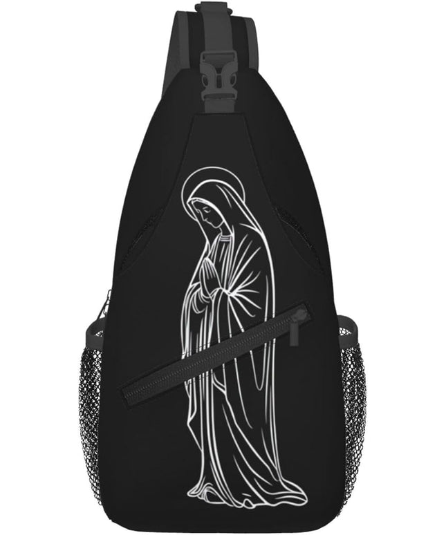 Our Lady of Guadalupe Sling Bag Crossbody Bags Clovers Chest Bag for Travel Hiking for Men Women Line Mary 2