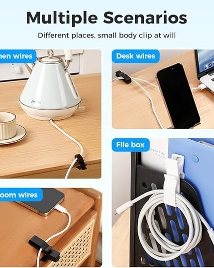 Movable Cord Holder for Nightstand, 2026 New Upgrade Cord Organizer Holder, Cable Organizers USB Cable Holder Wire Organizer Cord Clips, Cable Hider for Home, Office,Cubicle Accessories (9, White)