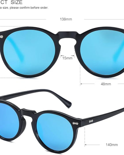 Gleyemor Vintage Polarized Sunglasses for Men Round Sunglasses UV400 Protection Retro Hand-crafted Acetate Frame