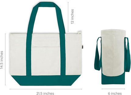 Eco Right Canvas Tote Bag for Women with Zip & Inner Pocket, 100% Organic Cotton Tote Bags for Men, Shopping, Beach