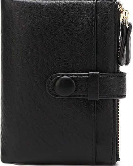 AOXONEL Women's Wallets Leather Wallets for Women Rfid Small Ladies Wallet Billfolds for Women,Trifold Mini Wallets for Women with Double Zipper Coin Pocket (Black)