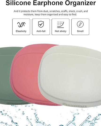 Silicone Headphone Organizer-Data Cable Storage Case-Mini Key Box-Portable Wired Headphone Organizer(Red-Grey-Green-3PCS)