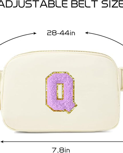 Gitus Gifts for 8 9 10 11 12 Year Old Girls Belt Bag Fanny Pack Crossbody Bags with Initial Letter Patch Cute Stuff Birthday Gifts for Teen Girls Women Personalized Trend Stuff (Ivory-Q)