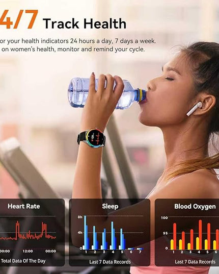 iBesi Smart Watches for Men Women with 1.43" AMOLED Display, 7-Day Battery, 120+ Sport Modes, Bluetooth Calling, Heart Rate & Sleep Monitor, IP68 Waterproof Compatible for iPhone and Android (Black)