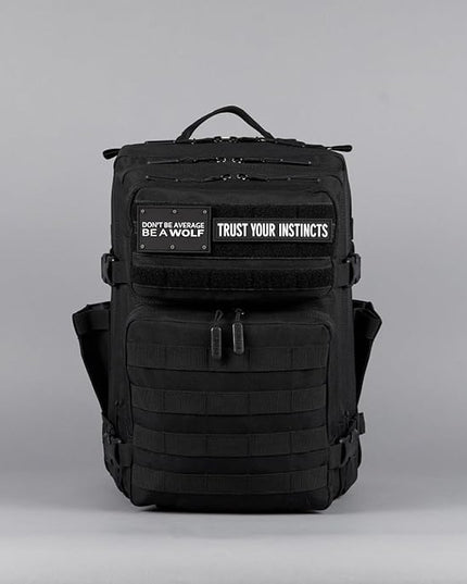 WOLFpak 35L Athletic Gym Backpack - Durable 1000D Waterproof Oxford Material with MOLLE Webbing, Laptop Pocket & Dual Cup Holders, Durable Fitness/Travel/Military Daypack (Alpha Black)