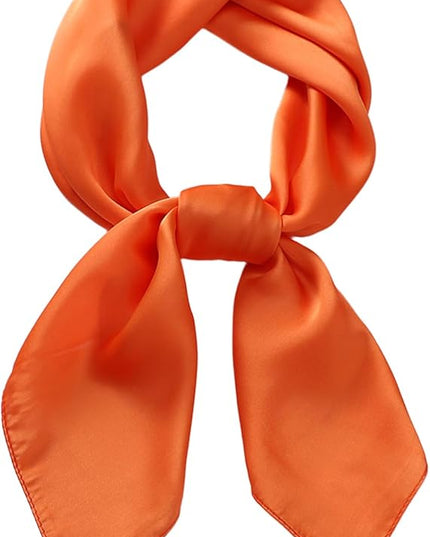 CHUNG Women's Square Satin Scarf 27.5" Bandanas Solid 50s Retro Neck Scarves Emulation Silk Handbag Hair Ribbons Necktie