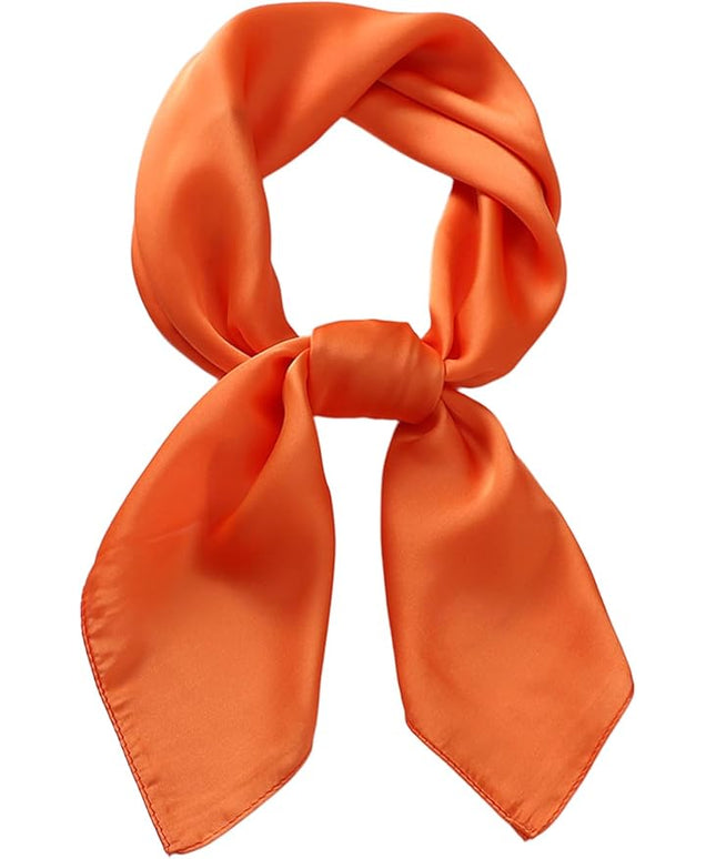 CHUNG Women's Square Satin Scarf 27.5" Bandanas Solid 50s Retro Neck Scarves Emulation Silk Handbag Hair Ribbons Necktie