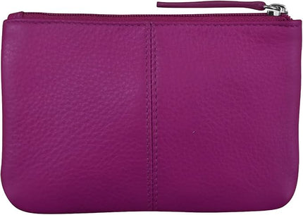 ili New York Mini Leather Coin Purse, Compact Design with Key Ring and RFID Protection for Women and Men in Vibrant Colors, Orchid