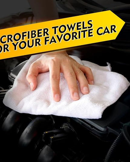 HOMEXCEL White Microfiber Cleaning Cloth 50 Pack, 12.5 x 12.5 inch Microfiber Towels for Cars, Ultra Absorbent Car Washing Cloth, Lint Free Streak Free Cleaning Rags for Car, Kitchen, and Window