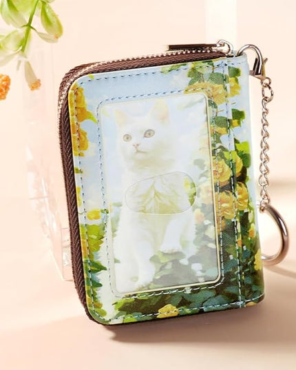 FurArt Zipper Wallet Women, RFID Blocking Credit Card Wallet, Business Card Holder, Compact Size KeyChain Wallet