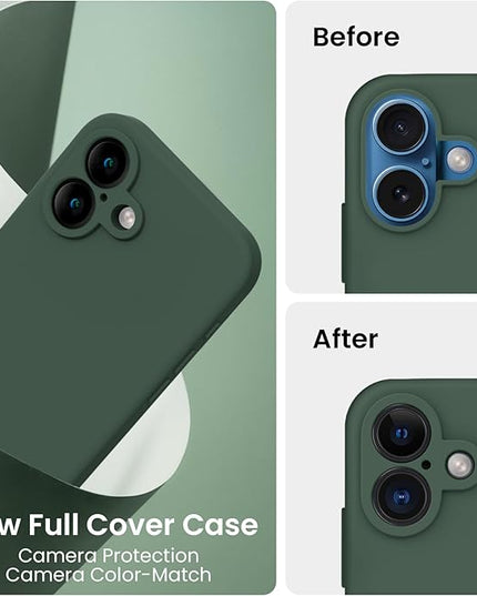 FireNova Designed for iPhone 16 Plus Case, Silicone Upgraded [Camera Protection] Case with [2 Screen Protectors], Soft Anti-Scratch Microfiber Lining Inside, 6.7 inch, Alpine Green
