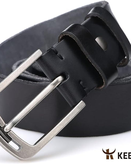 KEECOW Men's 100% Italian Cow Leather Belt Men With Anti-Scratch Buckle,Packed in a Box