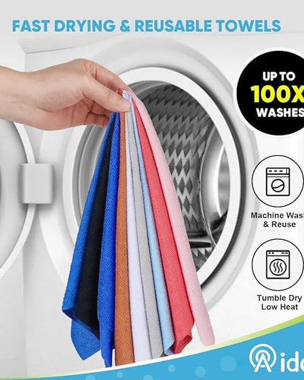 AIDEA Microfiber Cleaning Cloth 330 Sheets 6 Roll, Microfiber Towels for Cars, Shop Rags Washable, Cleaning Rags Reusable Paper Towels for Automotive, House, Cleaning Supplies 11×9" Dark Blue