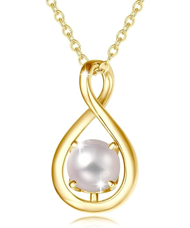 FANCIME Birthstone Necklaces for Women Fine Jewelry Sterling Silver Dainty Infinity Pendant Anniversary Birthday Christmas Gifts for Her Wife Mom Lady Daughter, Chain 16"+2" Extend