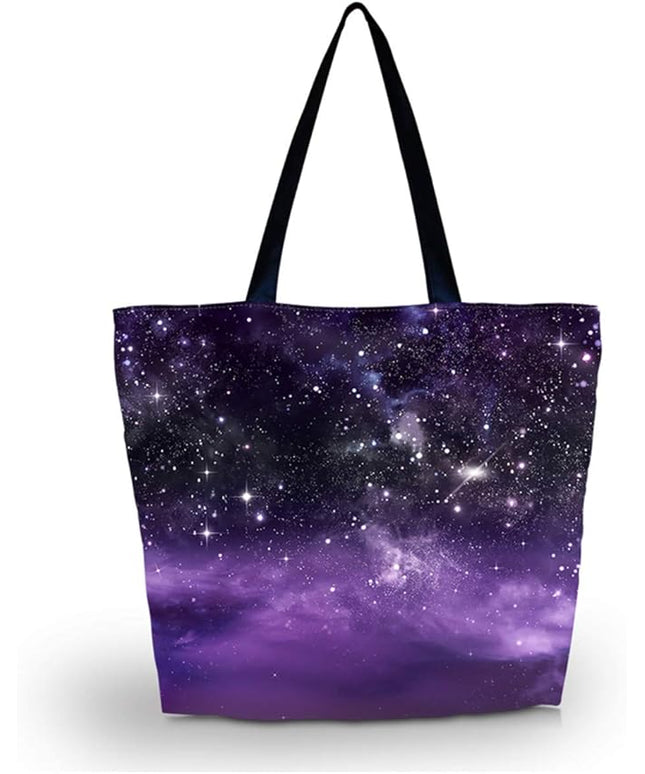 Beach Bag–Toy Tote Bag–Large Lightweight Market,Grocery & Picnic Tote with Eco Reusable Eco-Friendly Shopping Bag Handle Case Bag Shopping Large Grocery Shoulder bag (Purple Starry Sky)