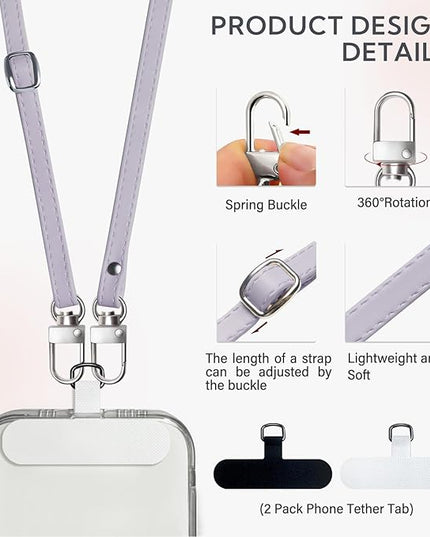 BFSD·DM Phone Crossbody Strap, Universal Crossbody Patch Phone Lanyards,Phone Lanyards for Around The Neck,Phone Strap,Compatible with Most Smartphones(Purple)