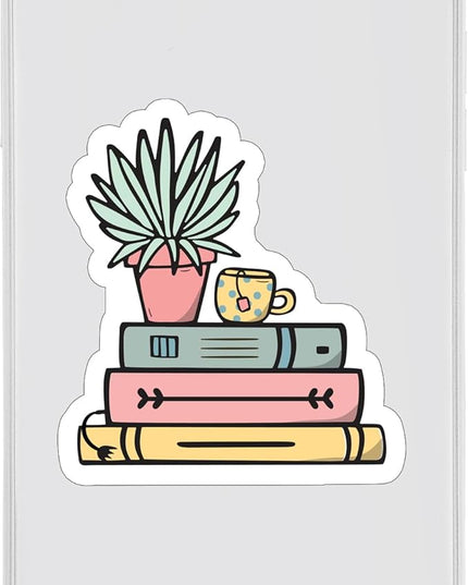 (3PCS) Succulents Books Coffee Reading Sticker for Phone Tablet Laptop Car Truck Window | 3" Sticker