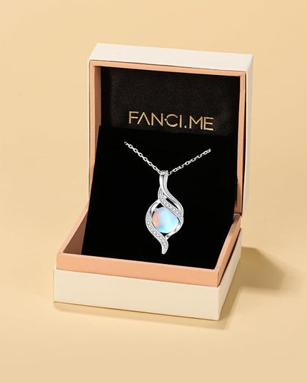 FANCIME Birthstone Necklace for Women Round Cubic Zirconia Necklace S925 Sterling Silver full Love Birthday Gifts for Mom Women
