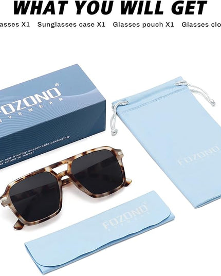 Retro Aviator Sunglasses for Women Men Trendy Classic Square 70s 80s 90s Vintage Shades Double Bridge Aviators FZN813