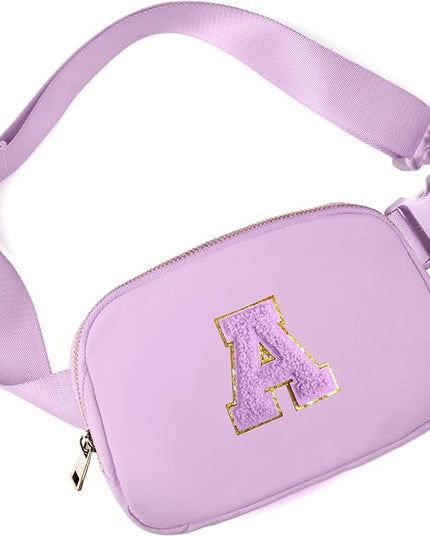 Gitus Gifts for 8 9 10 11 12 Year Old Girls Belt Bag Fanny Pack Crossbody Bags with Initial Letter Patch Cute Stuff Birthday Gifts for Teen Girls Women Personalized Trend Stuff (Lavender-A)