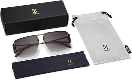 SOJOS Trendy Aviator Sunglasses Mens Womens Retro Metal Rimless Frame Shades Lentes De Sol Para Mujer SJ1192