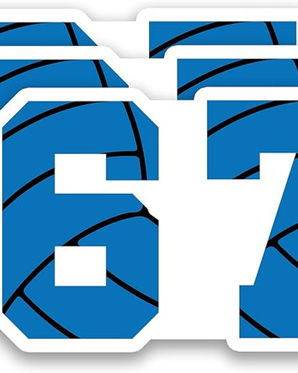 (3 Pcs) Blue Volleyball 67 Six Seven Sticker Funny Gen Alpha Meme Stickers – 67 Gifts for Coaches, Players, Waterproof Vinyl Decals for Water Bottle, Tumbler, Laptop, Phone Case, 3" x 2.1"