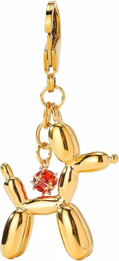 Balloon Dog Keychain, Stainless Steel Elegant Golden Bag Charms for Adults