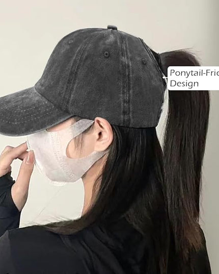 YeeHeen Ponytail Baseball Cap for Women High Messy Bun Caps Washed Cotton Hats