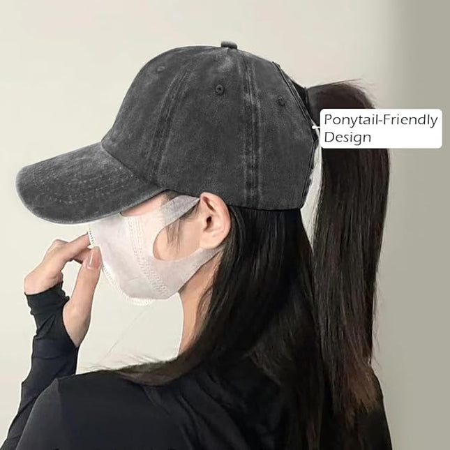 YeeHeen Ponytail Baseball Cap for Women High Messy Bun Caps Washed Cotton Hats