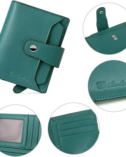 BOSTANTEN Women Leather Wallet RFID Blocking Small Bifold Zipper Pocket Wallet Card Case Purse with ID Window