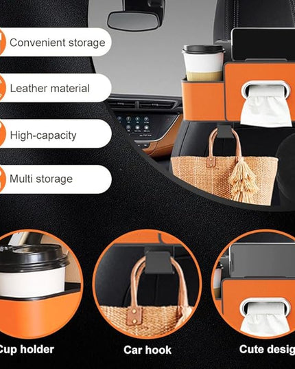 Car Organizers and Storage Box, 4 in 1 Multifunctional Car Backseat Organizer with Cup Holder for Hold Phones, Snacks, Drinks, and Handbags, Universal Fit for Most Cars (Black)