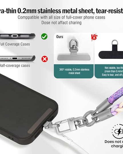 Besnfoto Phone Lanyard Crossbody Phone Strap 3-IN-1 Neck and Wrist strap for Cell Phone 360°Universal Metal Buckles and Tabs