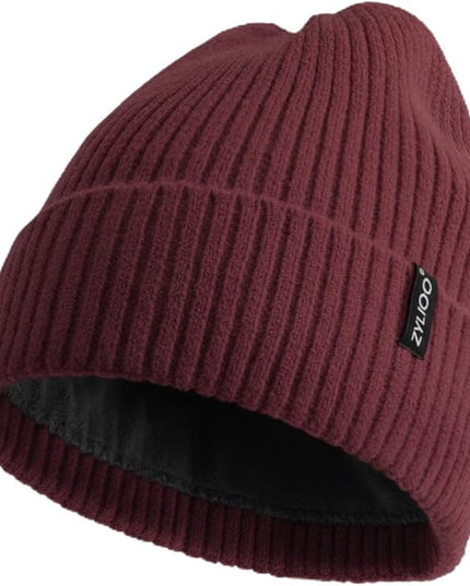 Zylioo Plus Size Fleece Lined Beanie Hat,2XL/XL/L/M/S Thermal Knitted Hat,Winter Warm Lined Snow Hats for Women Men