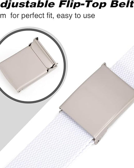 WHIPPY Canvas Web Belt Flip-Top Solid Black Military Buckle Fully Adjustable Mens Webbing Belts Cut To Fit
