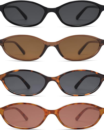 Retro Oval Cat Eye Sunglasses for Women Y2k Trendy Narrow Sunnies Designer Sun Glasses AR82253