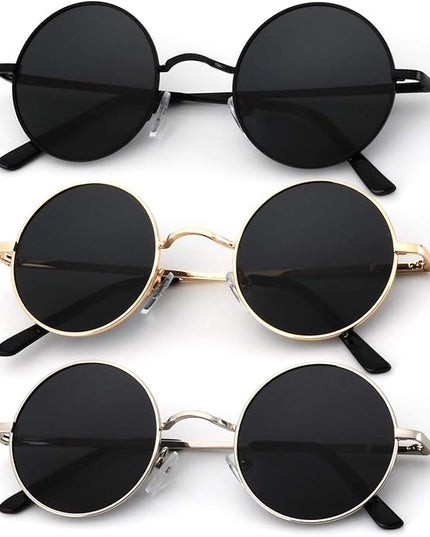 KALIYADI Round Polarized Sunglasses for Men Women Retro Metal Hippie Circle Style Sun Glasses UV Protection