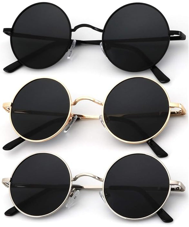 KALIYADI Round Polarized Sunglasses for Men Women Retro Metal Hippie Circle Style Sun Glasses UV Protection