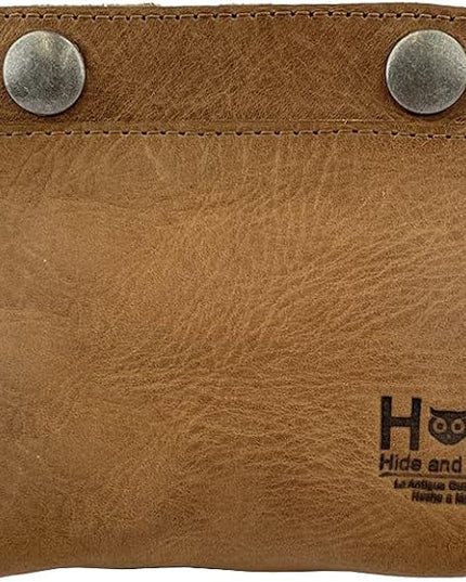 Hide & Drink, Leather Double Snap Pouch, Coin Purse, Cash & Card Holder, Cable Organizer, Makeup, Handmade Includes 101 Year Warranty (Single Malt Mahogany)