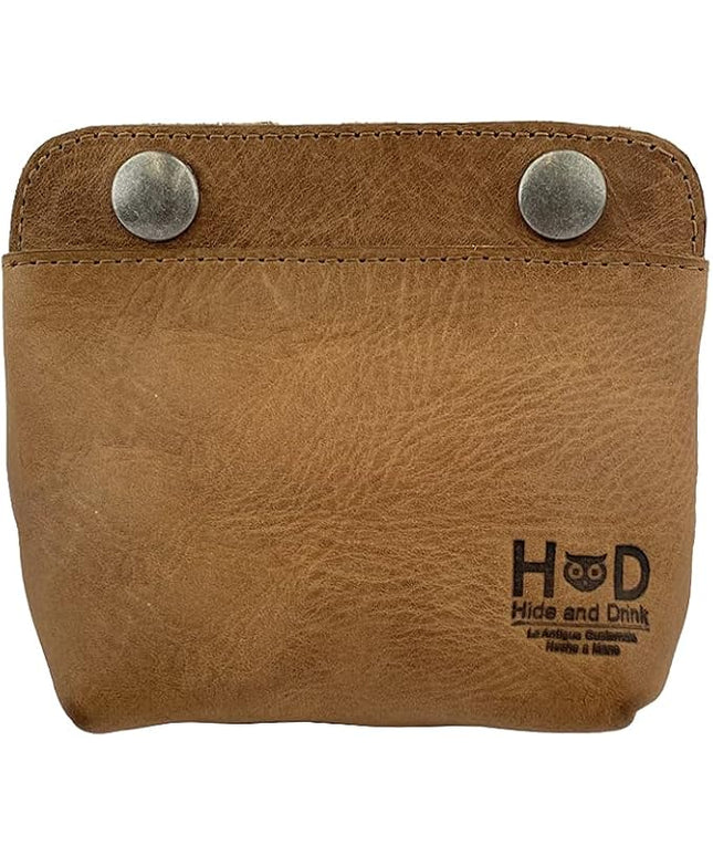 Hide & Drink, Leather Double Snap Pouch, Coin Purse, Cash & Card Holder, Cable Organizer, Makeup, Handmade Includes 101 Year Warranty (Single Malt Mahogany)