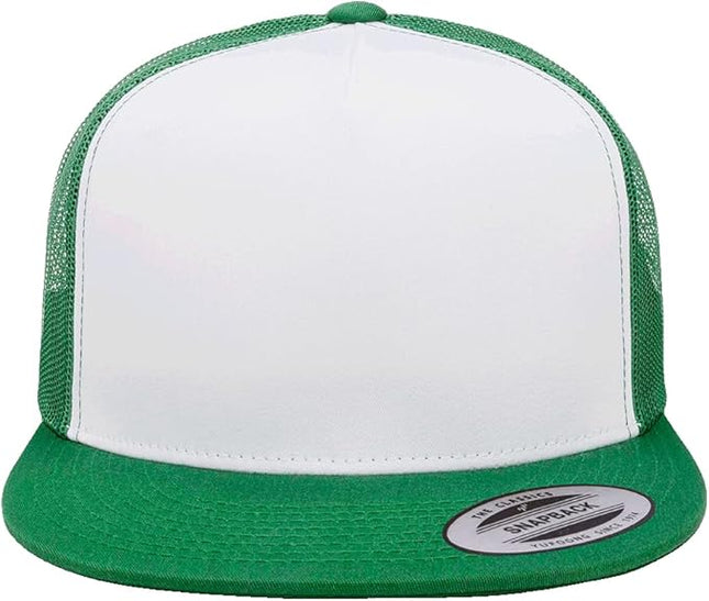 Yupoong 5-Panel YP Classic Trucker Cap | High Profile Flat Visor Snapback | OSFM | Bulk Packs Available