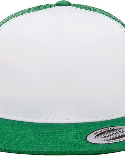 Yupoong 5-Panel YP Classic Trucker Cap | High Profile Flat Visor Snapback | OSFM | Bulk Packs Available