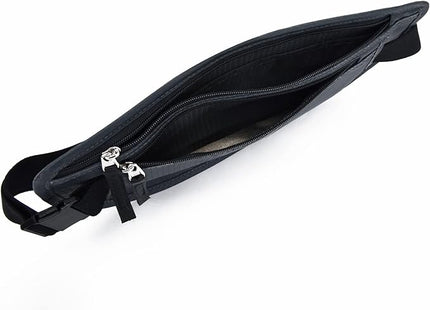RFID Blocking Money Belt for Men Women, Slim Fanny Pack for Travel，Running,Conceal Waist Wallet for Passport Holder,Phone,Cash(Dark Grey)