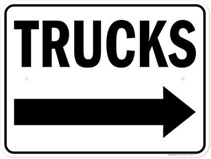 Trucks Right Sign, 18x24 Inches, 55 mil thick HDPS (high density polystyrene), Made in USA by My Sign Center