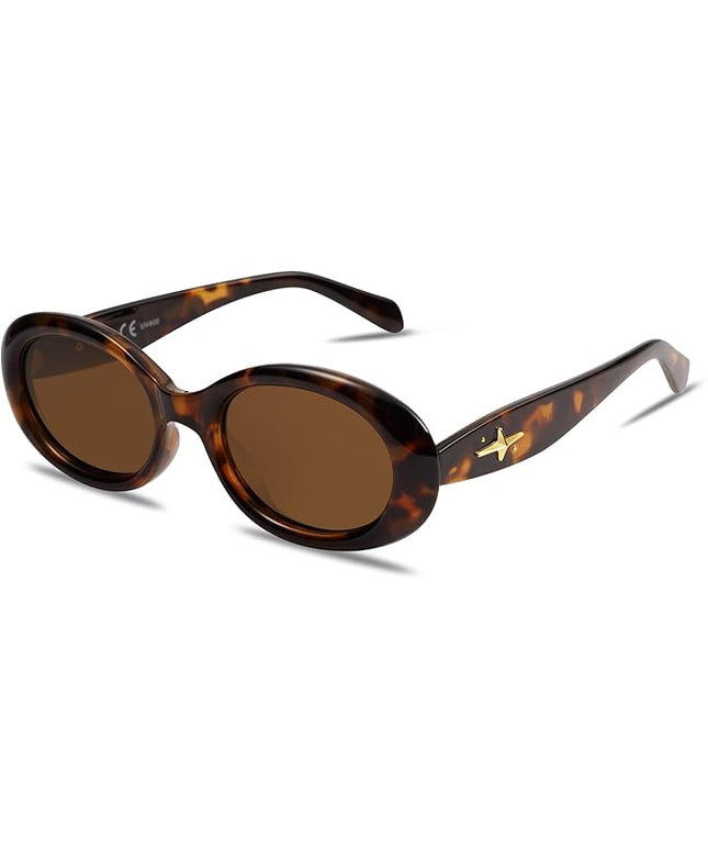 SOJOS Small Retro Oval Polarized Sunglasses for Women Men 90s Vintage UV400 Protection Tiny Sun Glasses SJ2286