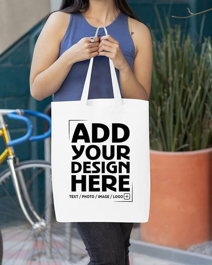 shop4ever Personalized Custom Design Your Own Eco Cotton Tote Reusable Shopping Bag Customizable Gift